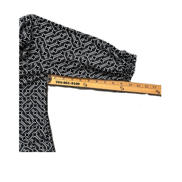 Cocomo Petite blouse, size S neutral geometric, ties ruffle stand up collar EUC - Picture 14 of 14